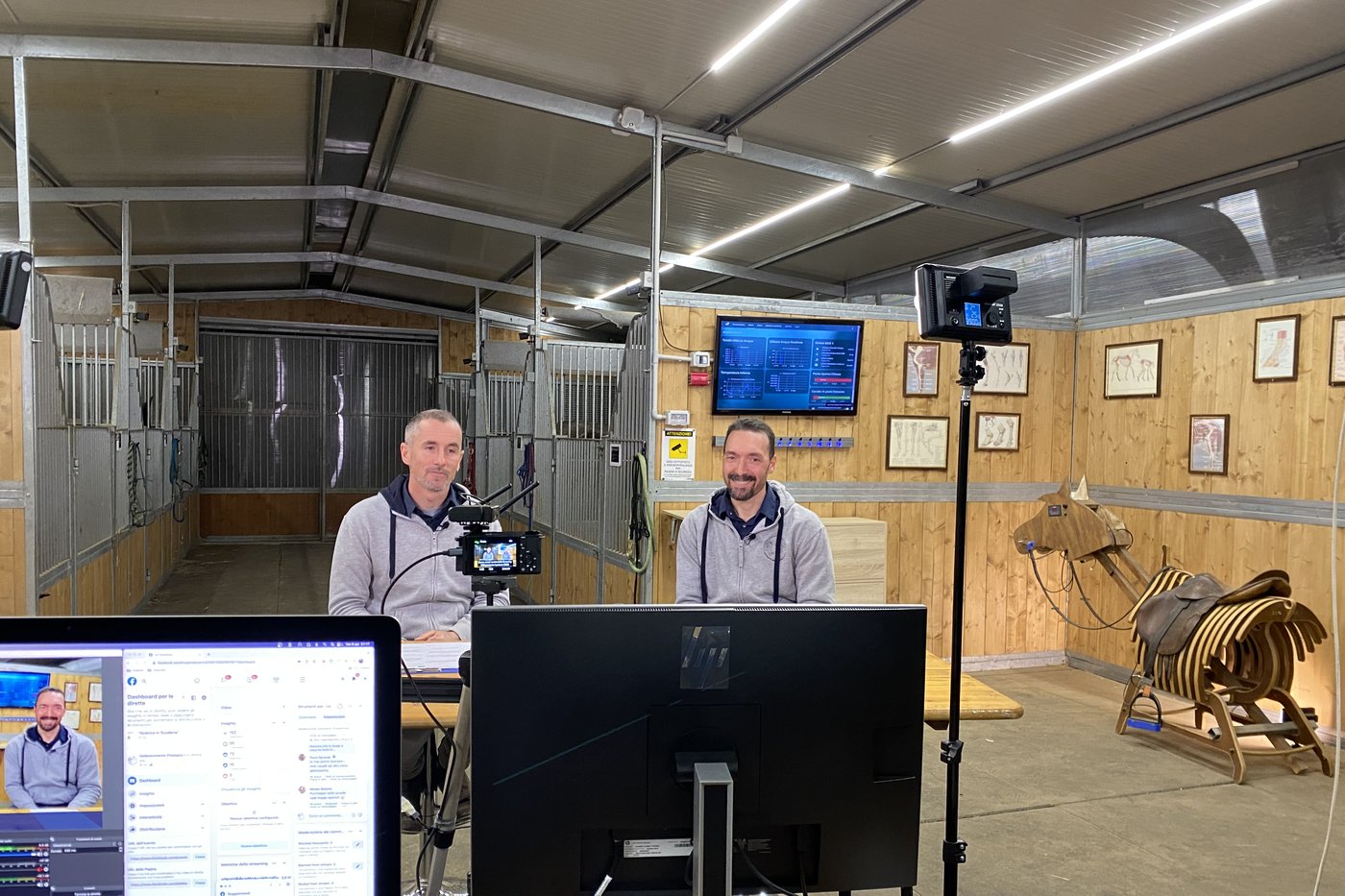 Alberto Alessi e Marco Pagliai sul set di Scienza in Scuderia